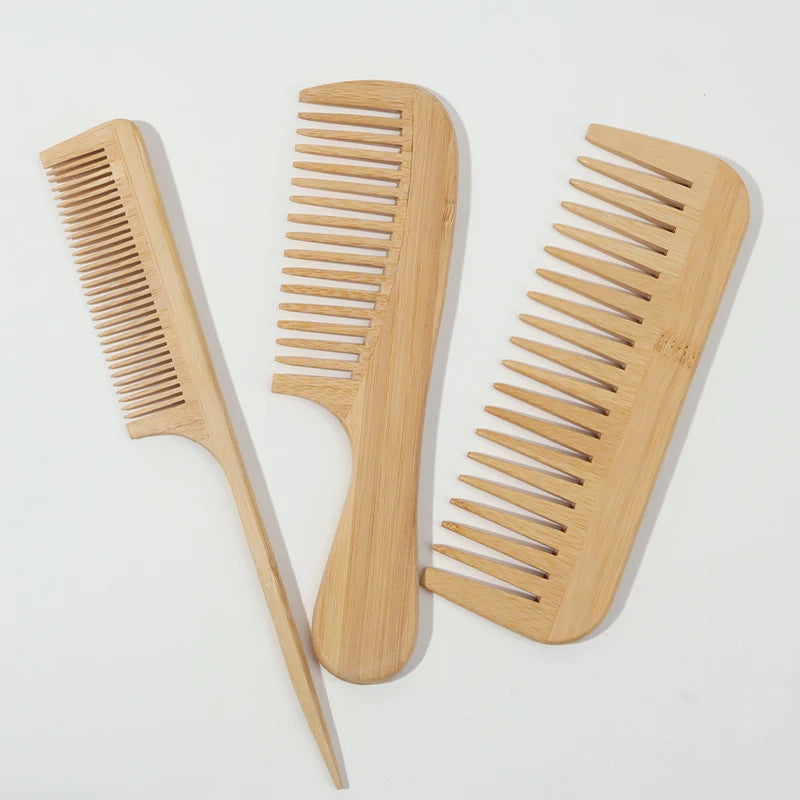 Anti-Static Bamboo Comb Set for All Hair Types
