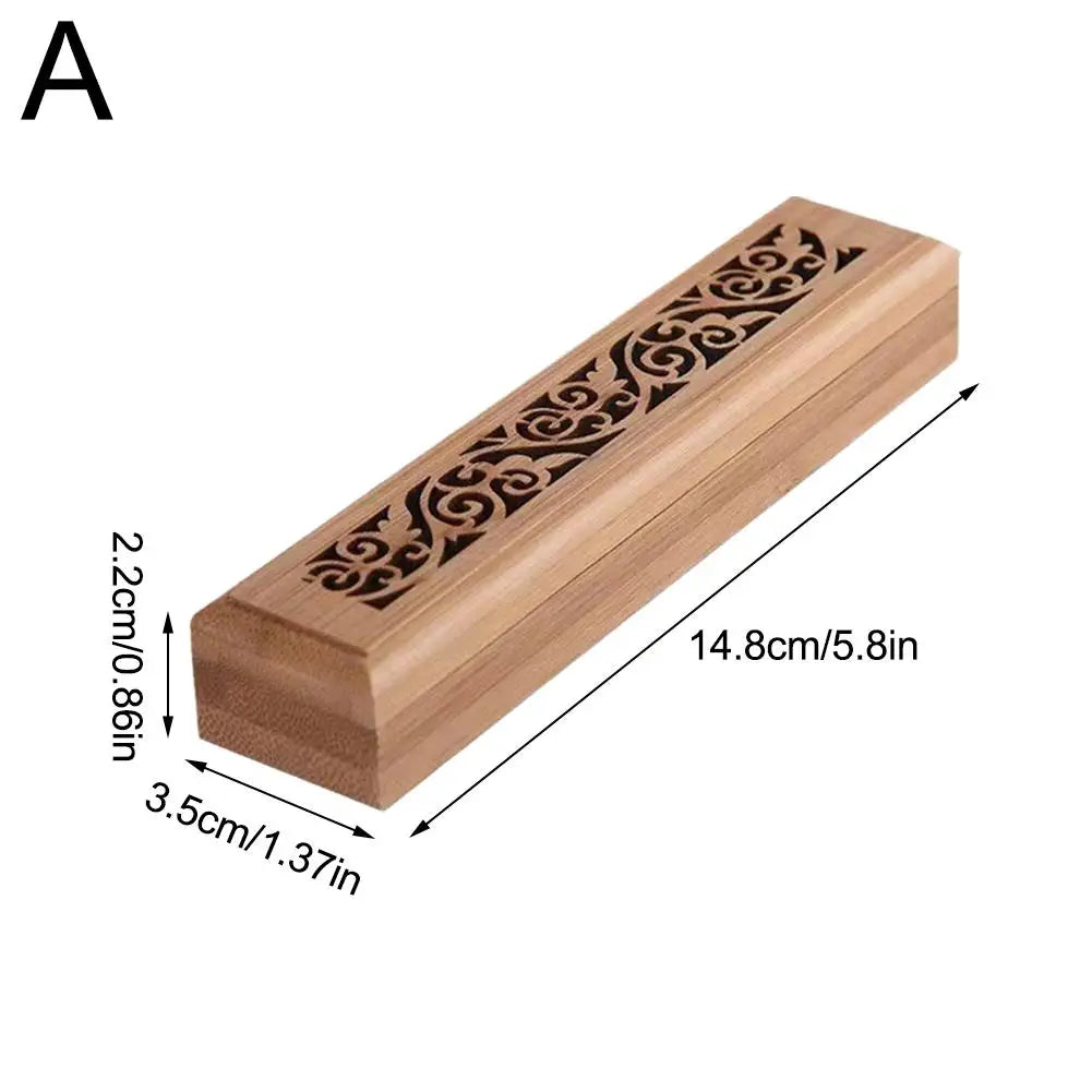 Natural Bamboo Incense Burner with Lid – Aromatherapy Wooden Box for Meditation & Home Decor