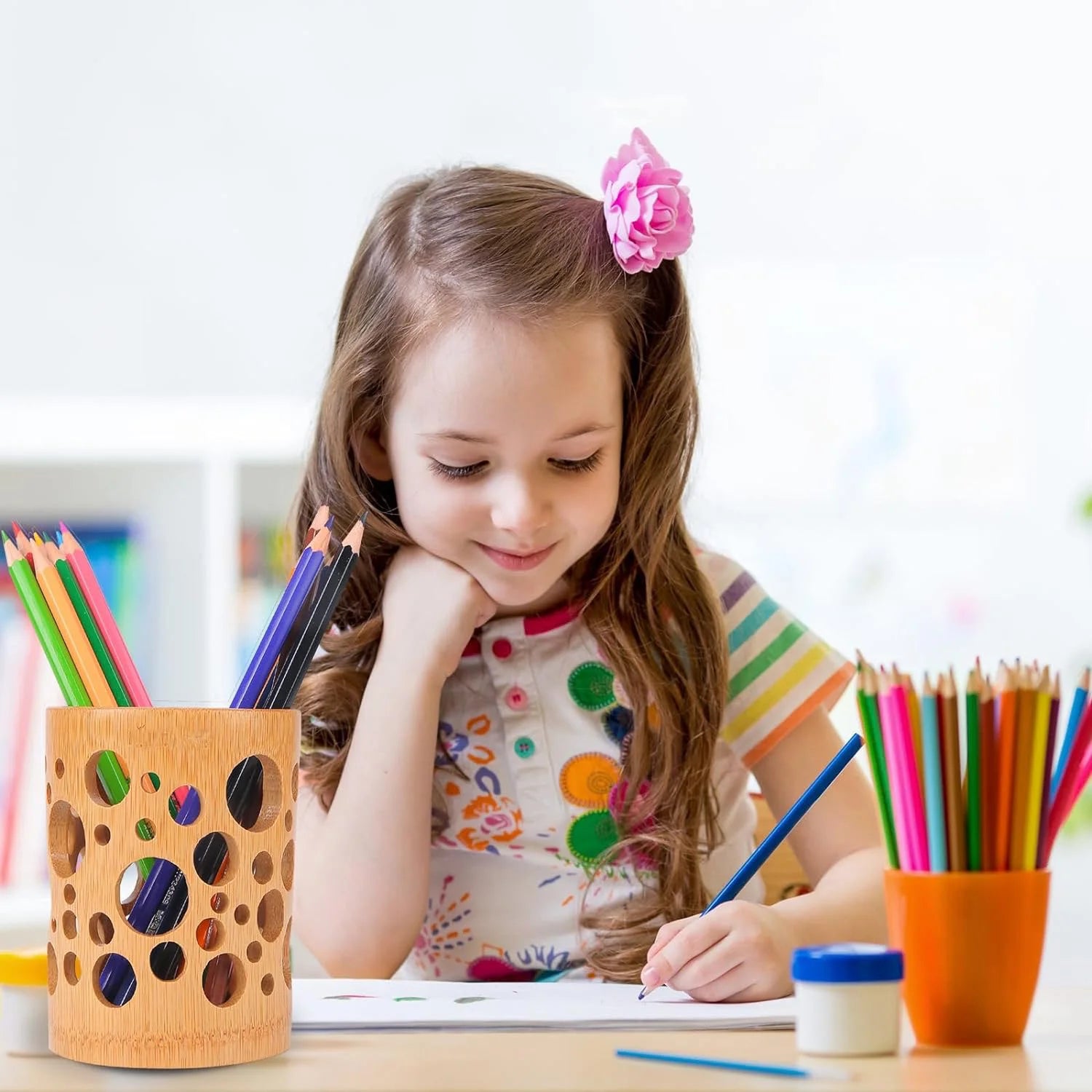 Bamboo Toothbrush Cup Holder – Air Circulation Bathroom Organizer