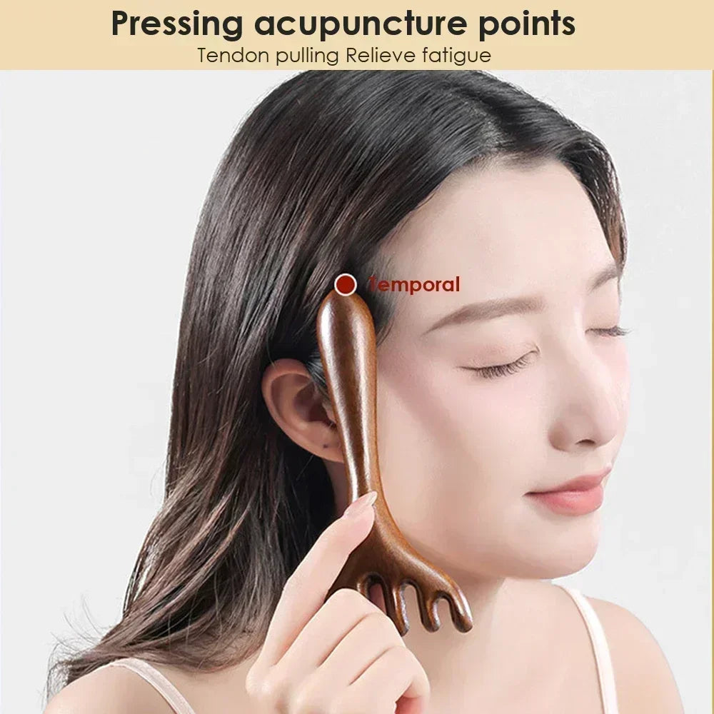 Natural Sandalwood Gua Sha & Back Scratcher – Scalp & Body Tool