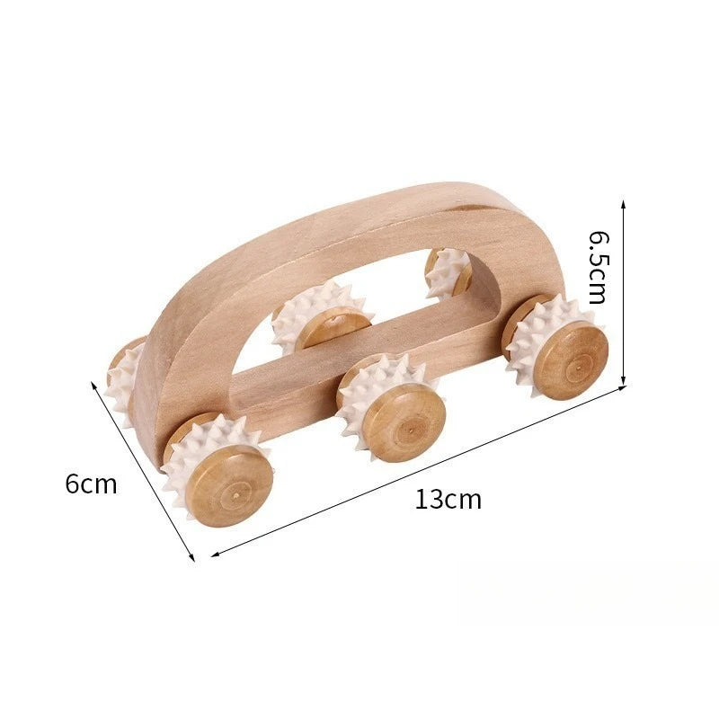 Manual Wooden Massage Roller for Neck, Back & Legs