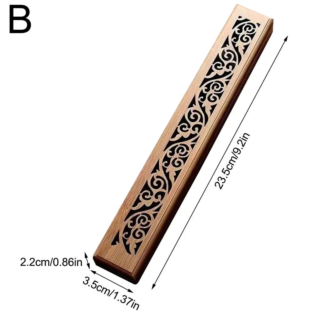 Natural Bamboo Incense Burner with Lid – Aromatherapy Wooden Box for Meditation & Home Decor