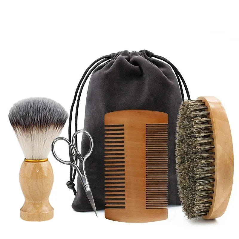 Men’s Beard Care Set – Shaving Brush, Comb & Scissors
