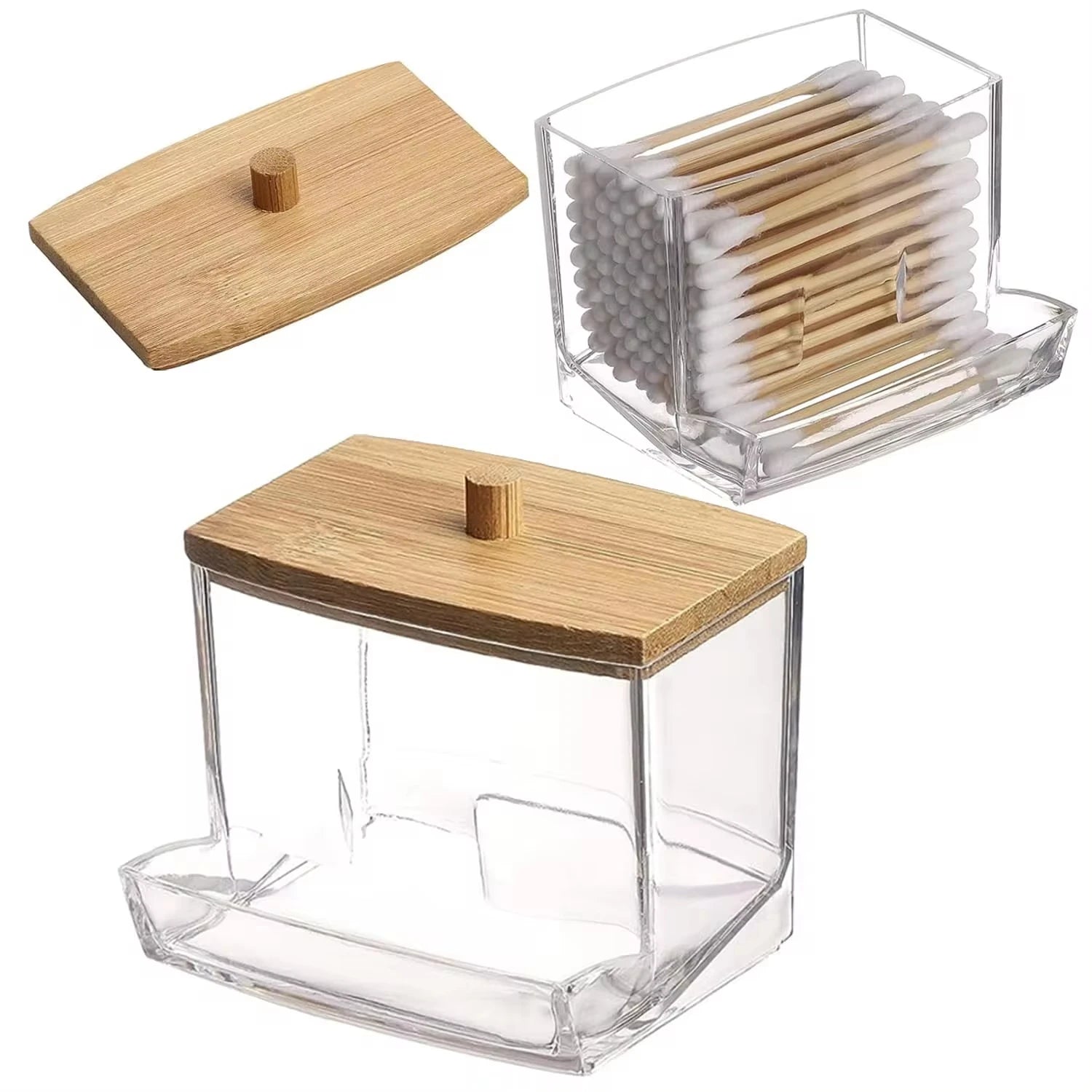 Bamboo Cotton Swab Holder