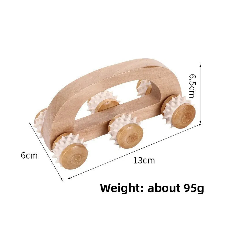 Manual Wooden Massage Roller for Neck, Back & Legs