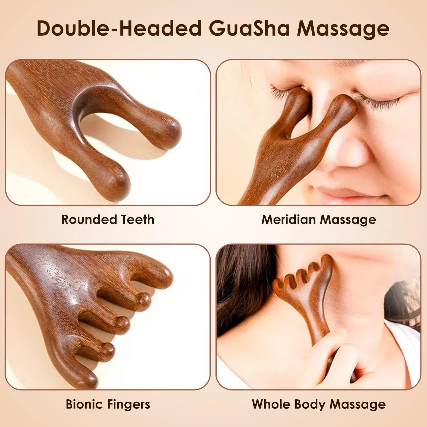 Natural Sandalwood Gua Sha & Back Scratcher – Scalp & Body Tool